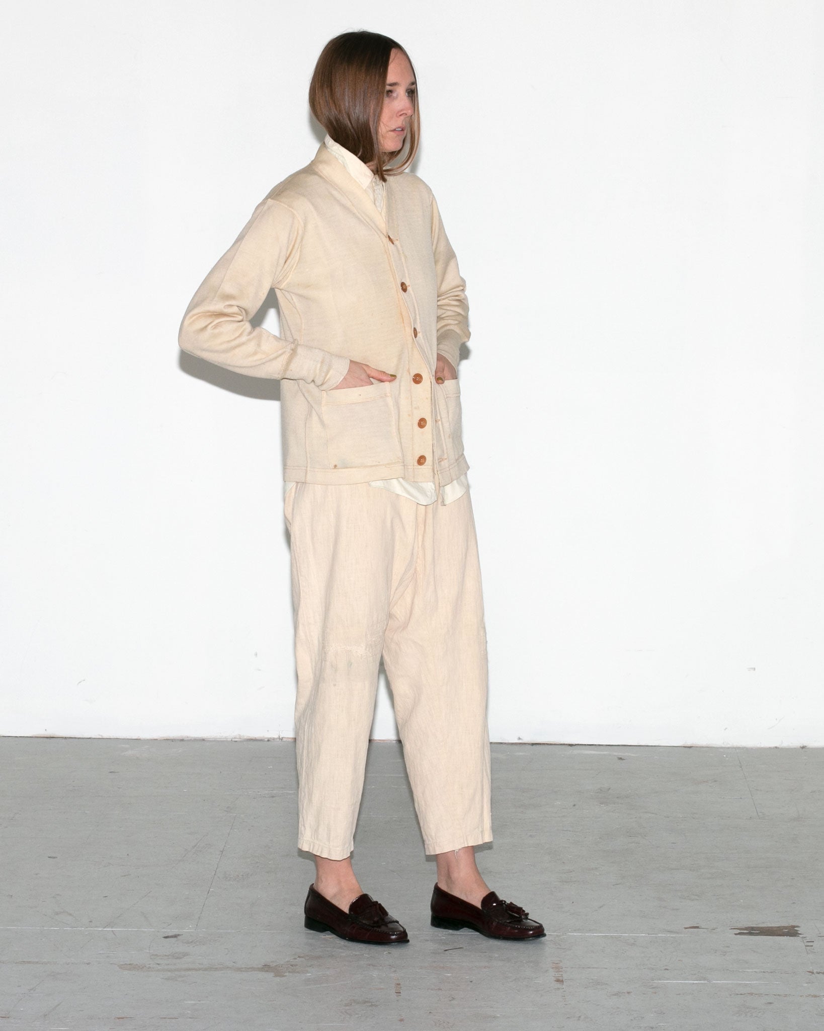 Vintage 1930's 1940's Cream Wool Athletic Cardigan / Sportswear, Knitwear