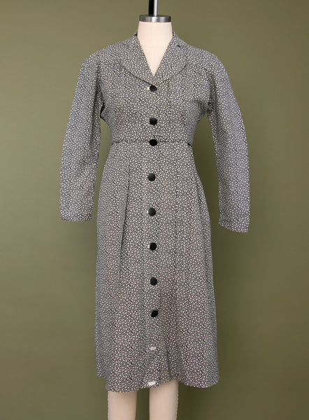 Vintage 1930's Black and White Cotton Dress