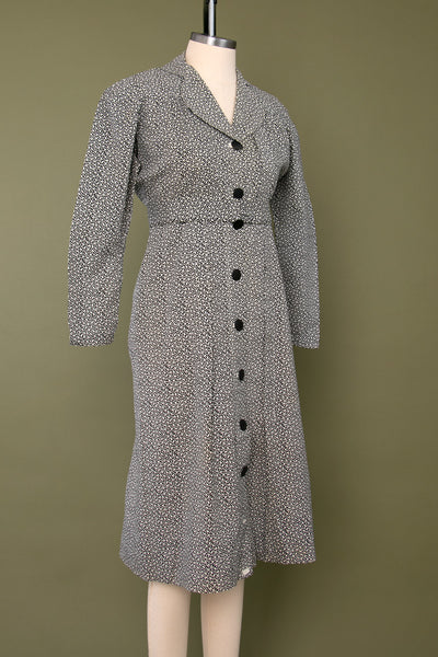Vintage 1930's Black and White Cotton Dress
