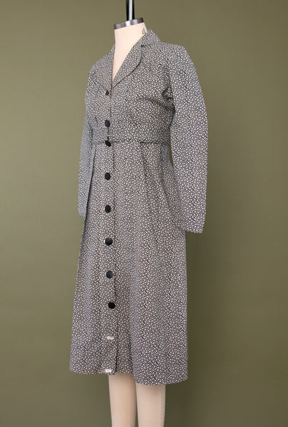 Vintage 1930's Black and White Cotton Dress