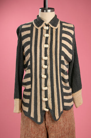 Vintage 1930's Striped Rayon Knit Sweater