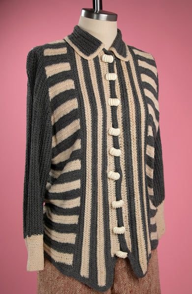 Vintage 1930's Striped Rayon Knit Sweater