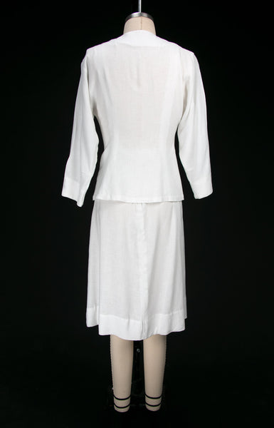 Vintage 1940's White Cotton Dress Set, Blouse & Skirt