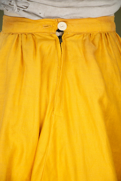 Vintage 1940's Yellow Felt Applique Circle Skirt, Women's 40's 50's